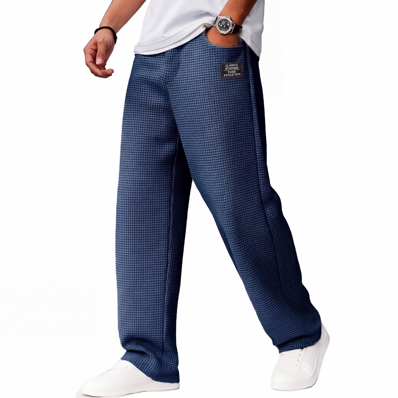 Pantalón Holgado de Punto Waffle para Hombre en color azul marino
