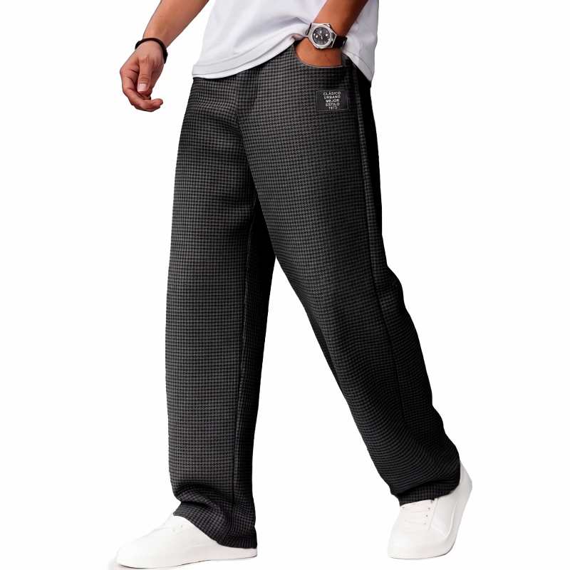 Pantalón Holgado de Punto Waffle para Hombre en color negro