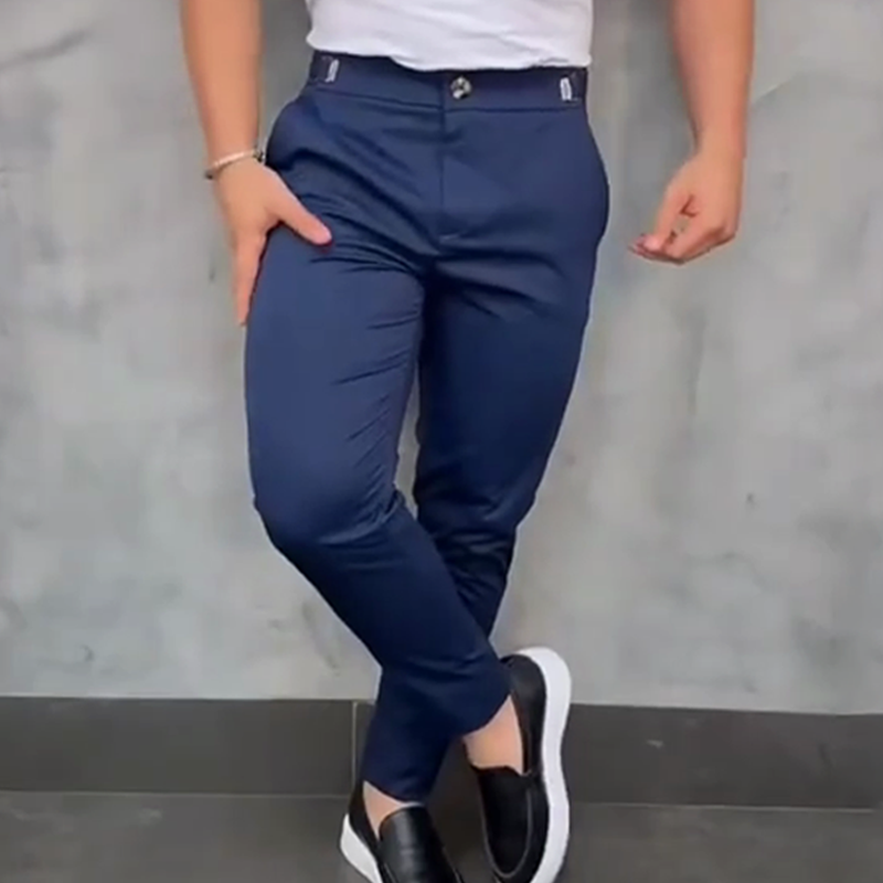Pantalón Slim Fit Elástico para Hombre en color azul marino
