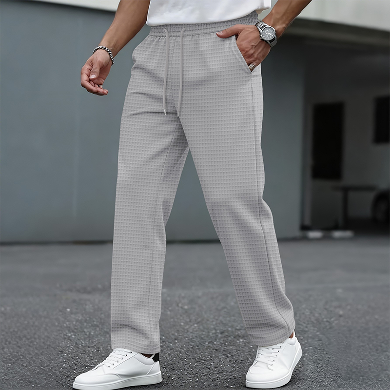 Pantalón Waffle para Hombre con Cordón Pierna Recta - vista 2