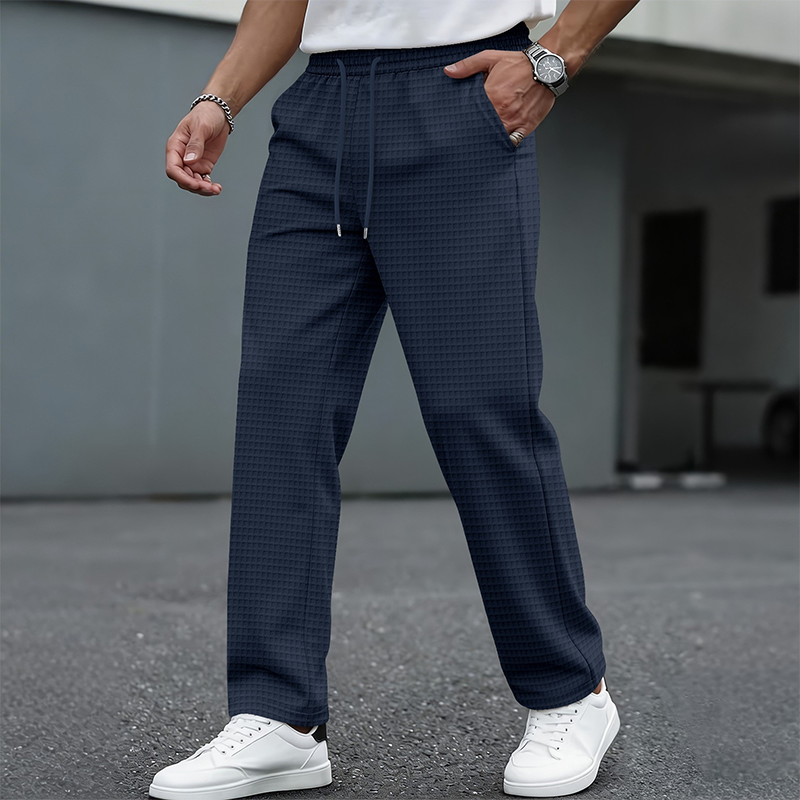 Pantalón Waffle para Hombre con Cordón Pierna Recta - vista 3