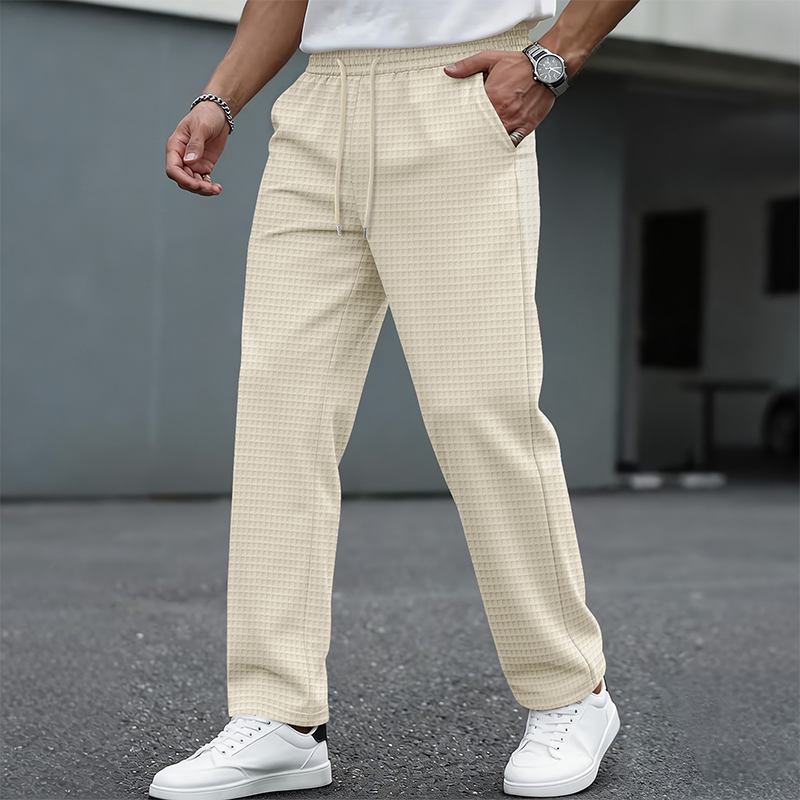 Pantalón Waffle para Hombre con Cordón Pierna Recta - vista 4