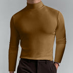 Playera Cuello Alto Slim Fit para Hombre Manga Larga en color caqui