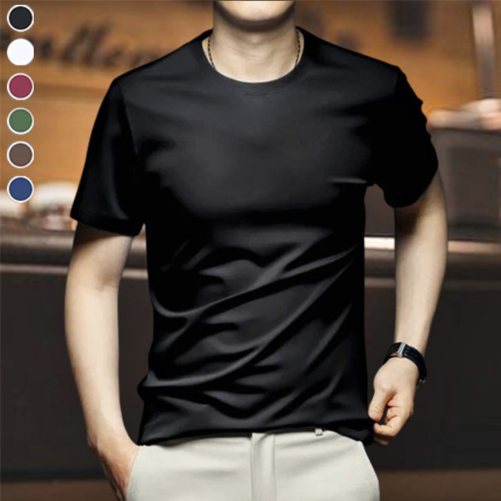 Playera Cuello Redondo de Algodón Mercerizado para Hombre en color negro