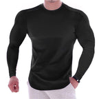 Playera Deportiva Manga Larga Slim Fit para Hombre en color negro