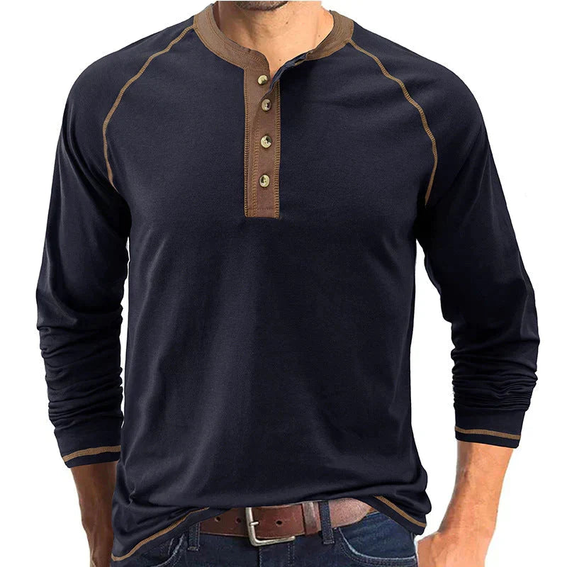 Playera Henley Manga Larga para Hombre de Algodón - vista 4