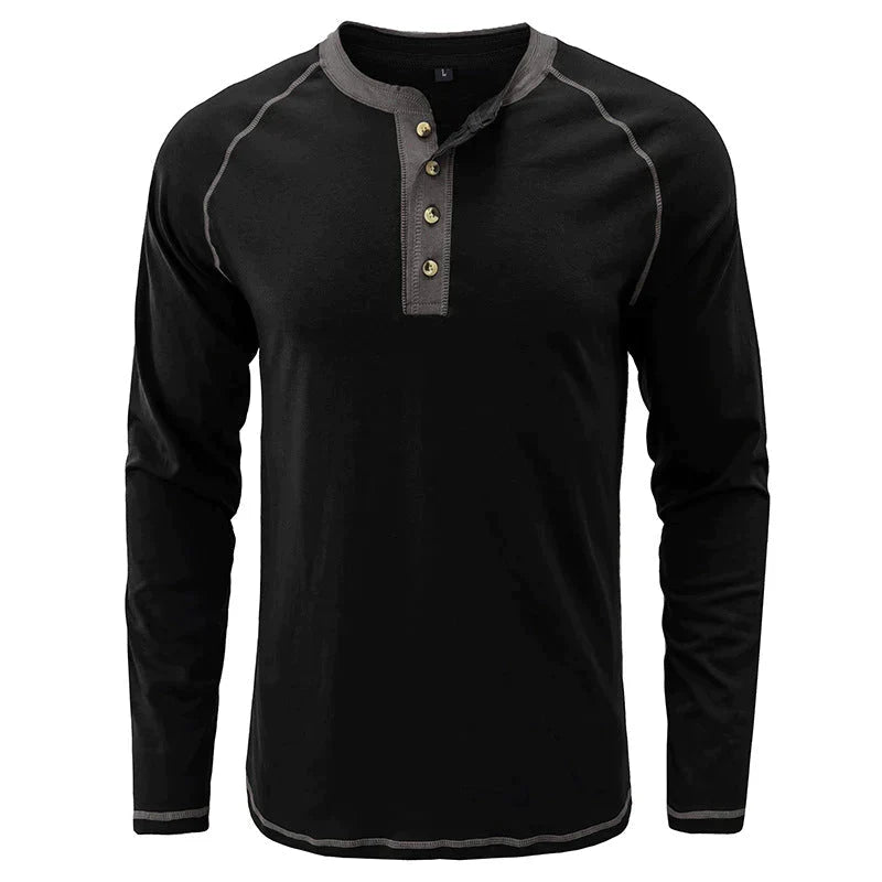 Playera Henley Manga Larga para Hombre de Algodón - vista 6