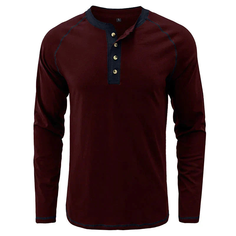 Playera Henley Manga Larga para Hombre de Algodón - vista 7