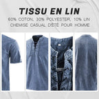 Playera de Lino Cuello V con Cordones para Hombre - vista 4