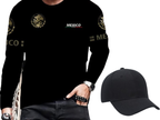 Playera Manga Larga Estampado México para Hombre en color negro + gorra