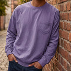 Playera Manga Larga Holgada para Hombre con Bolsillo en color morado