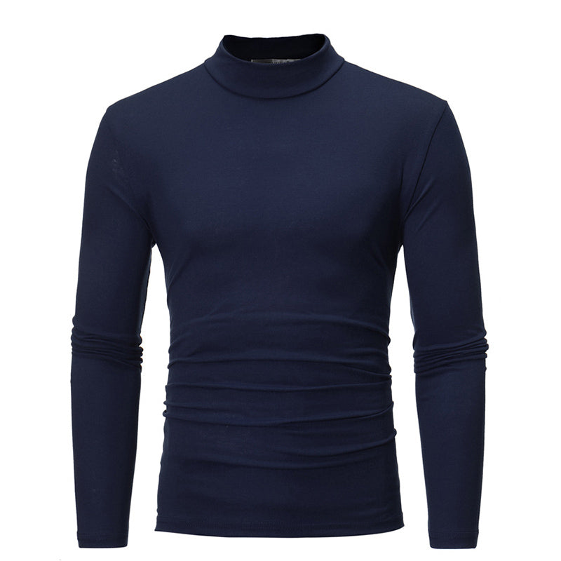 Playera Térmica de Cuello Alto para Hombre Algodón en color azul marino