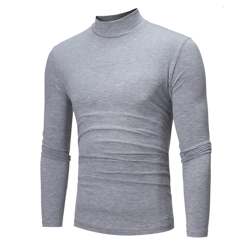 Playera Térmica de Cuello Alto para Hombre Algodón en color gris claro