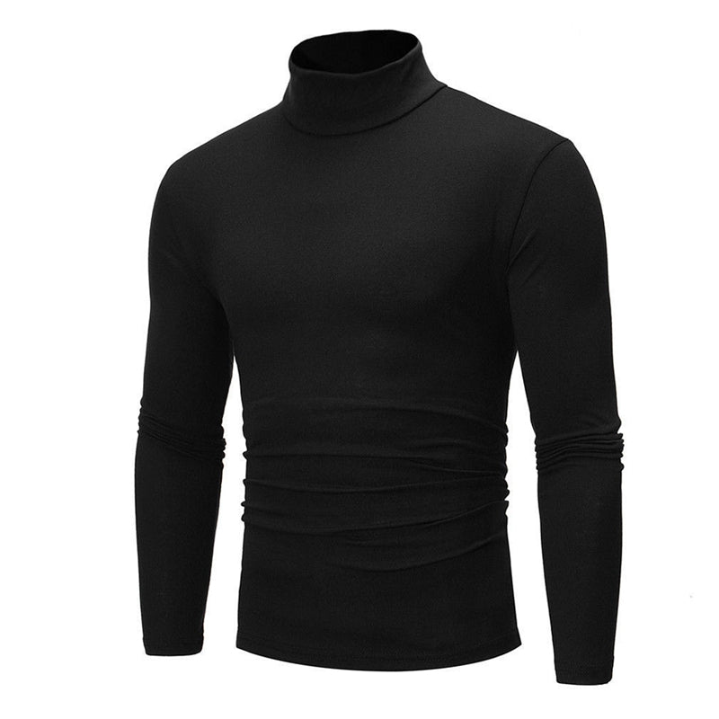 Playera Térmica de Cuello Alto para Hombre Algodón en color negro
