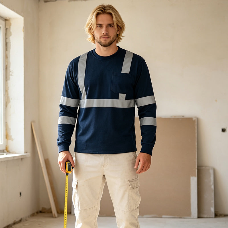 Playera de Trabajo Manga Larga para Hombre con Bandas Reflejantes - vista 4