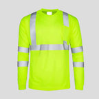 Playera de Trabajo Manga Larga para Hombre con Bandas Reflejantes en color verde fluorescente