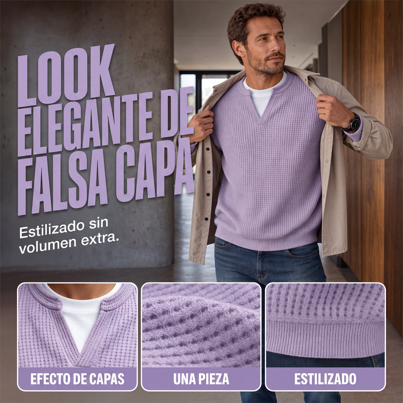 Playera Waffle Manga Larga Efecto Doble Capa para Hombre - vista 4