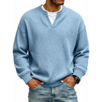 Playera Waffle Manga Larga Efecto Doble Capa para Hombre en color azul cielo