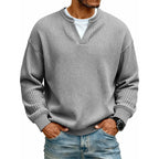 Playera Waffle Manga Larga Efecto Doble Capa para Hombre en color gris