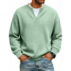 Playera Waffle Manga Larga Efecto Doble Capa para Hombre en color verde claro