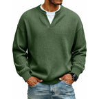 Playera Waffle Manga Larga Efecto Doble Capa para Hombre en color verde militar