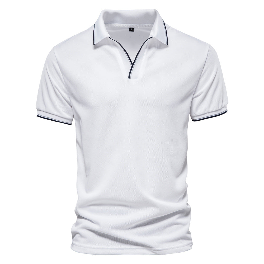 Polo Cuello V Slim Fit para Hombre Tela Waffle en color blanco
