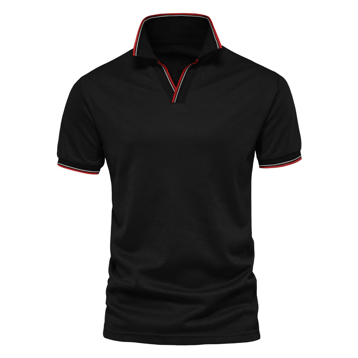 Polo Cuello V Slim Fit para Hombre Tela Waffle en color negro