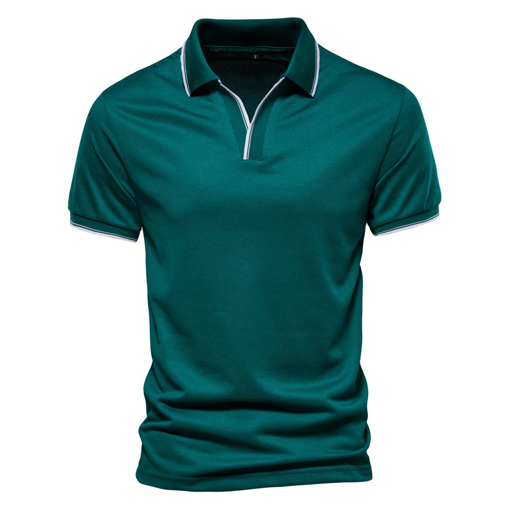 Polo Cuello V Slim Fit para Hombre Tela Waffle en color verde