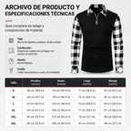 Polo Manga Larga para Hombre con Media Cremallera y Mangas a Cuadros - vista 10