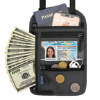 Porta Pasaporte de Cuello con Bloqueo RFID en color gris profundo