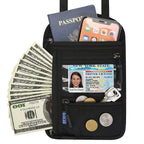 Porta Pasaporte de Cuello con Bloqueo RFID en color negro