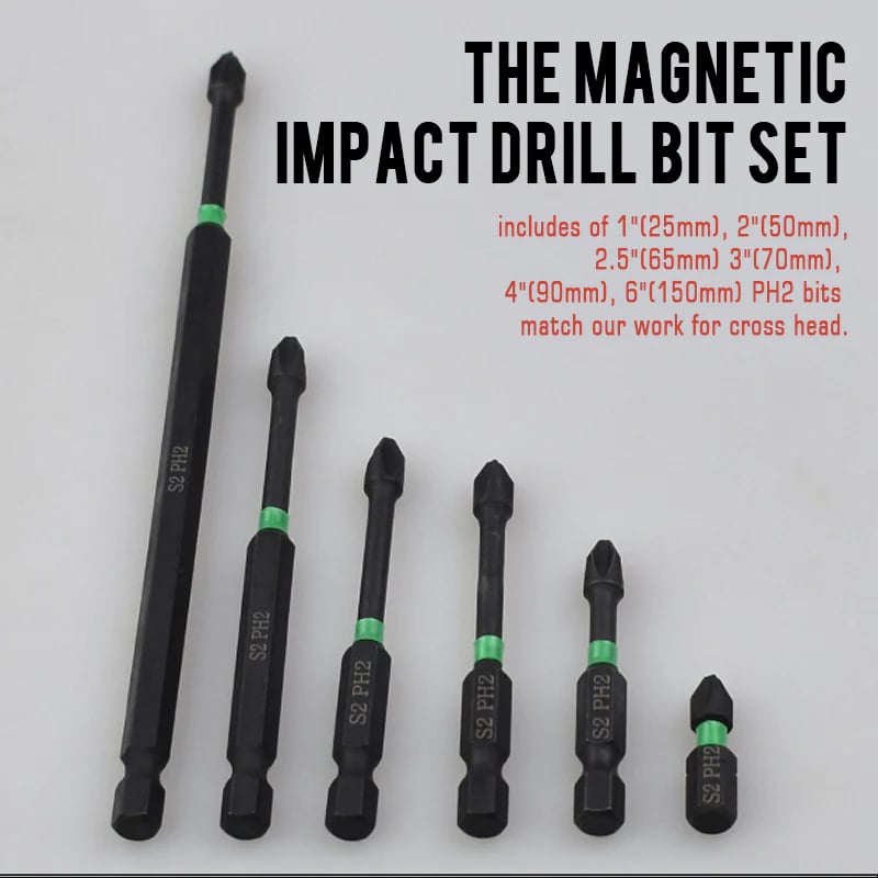 Puntas Phillips Magnéticas de Impacto para Taladro 6 Piezas