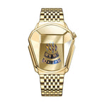 Reloj de cuarzo para hombre dorado esfera clara