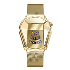 Reloj de cuarzo para hombre malla dorada esfera clara