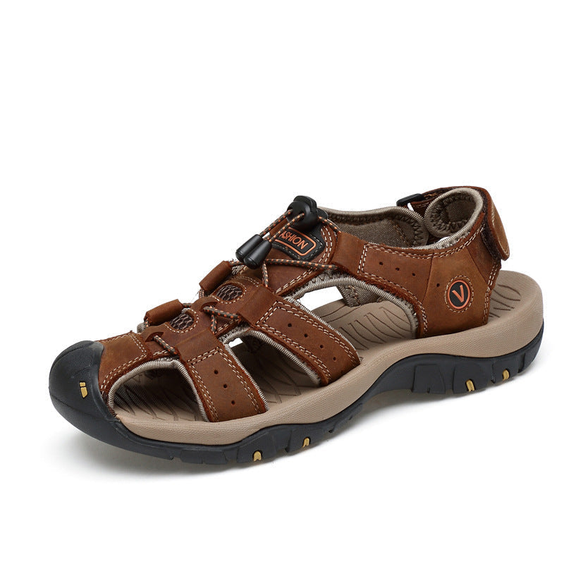 Sandalias Cerradas de Playa para Hombre con Velcro en color marrón