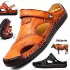 Sandalias de Piel Hechas a Mano para Hombre en color marrón amarillento