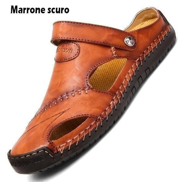 Sandalias de Piel Hechas a Mano para Hombre en color marrón rojizo