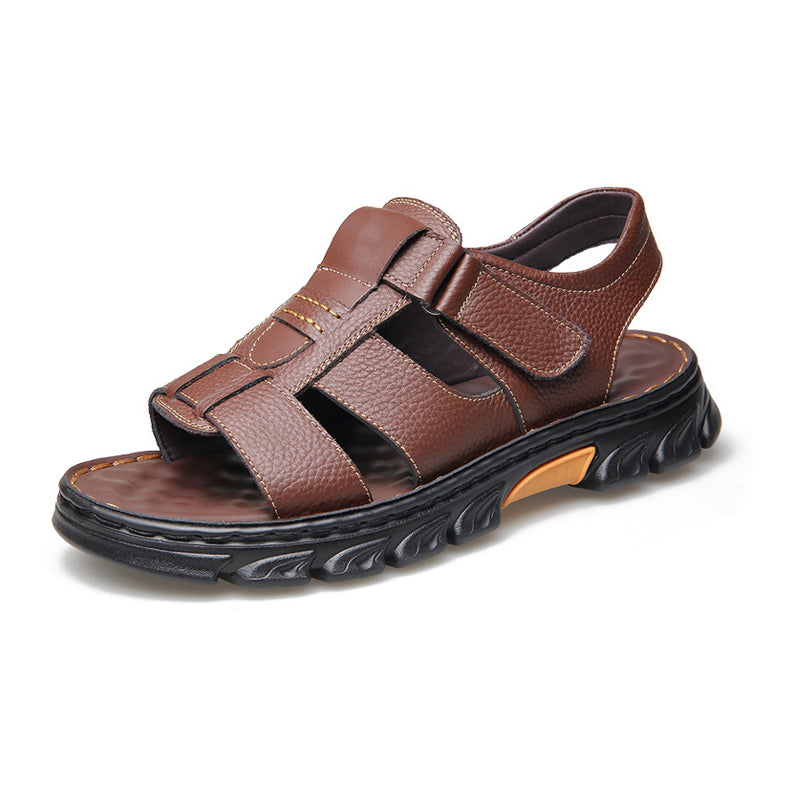 Sandalias de Piel para Hombre con Plantilla de Masaje en color marrón