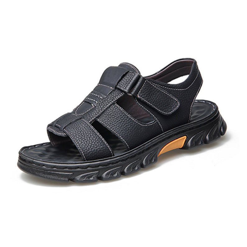 Sandalias de Piel para Hombre con Plantilla de Masaje en color negro