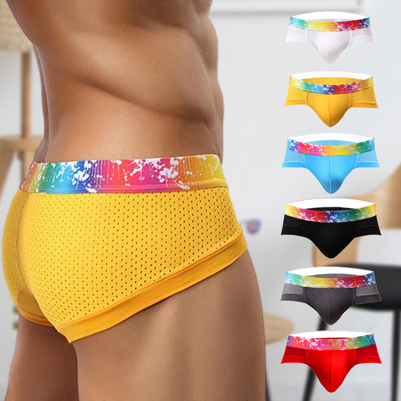 Slips de Malla para Hombre Talle Bajo con Ribete de Color