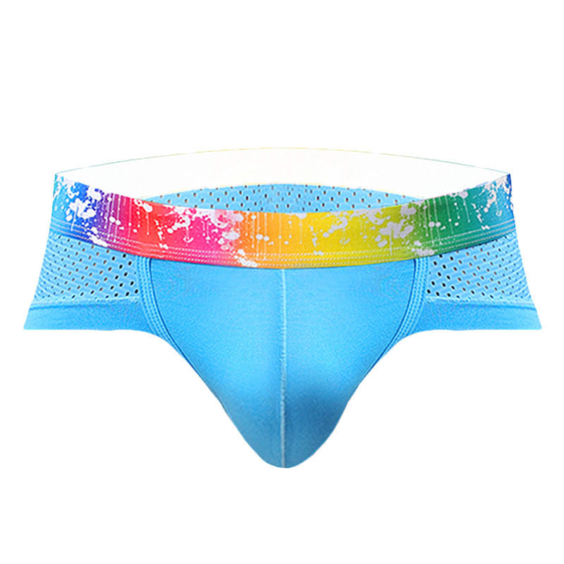 Slips de Malla para Hombre Talle Bajo con Ribete de Color en color azul