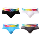 Slips de Malla para Hombre Talle Bajo con Ribete de Color en color paquete: negro, blanco, azul y gris oscuro (4 piezas)