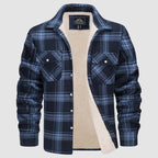 Sobrecamisa de Franela a Cuadros con Forro Sherpa para Hombre en color azul marino