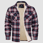 Sobrecamisa de Franela a Cuadros con Forro Sherpa para Hombre en color burdeos