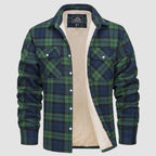 Sobrecamisa de Franela a Cuadros con Forro Sherpa para Hombre en color verde