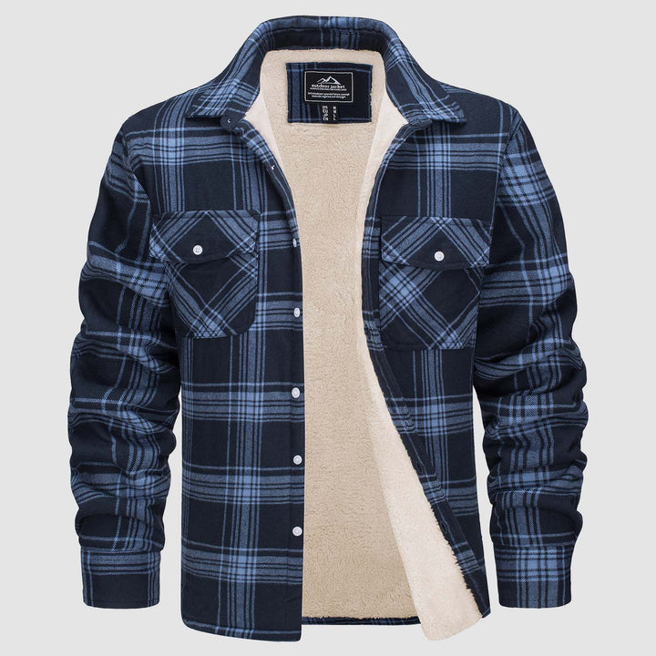 🔥Paul™ Hombres Sherpa Camisa Forro Polar Chaqueta de franela con 3 bolsillos Casual Plaid Button Down Abrigo de invierno