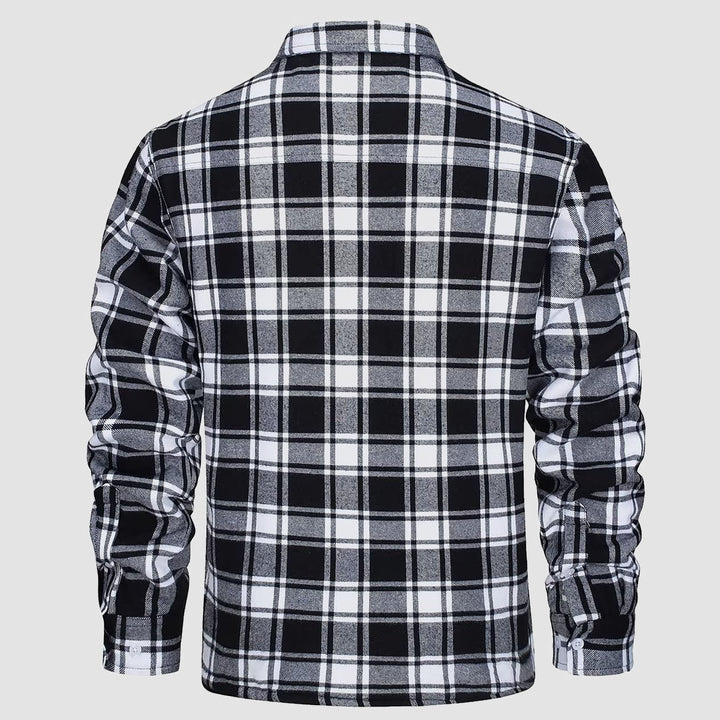 🔥Paul™ Hombres Sherpa Camisa Forro Polar Chaqueta de franela con 3 bolsillos Casual Plaid Button Down Abrigo de invierno