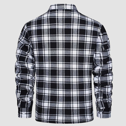 🔥Paul™ Hombres Sherpa Camisa Forro Polar Chaqueta de franela con 3 bolsillos Casual Plaid Button Down Abrigo de invierno