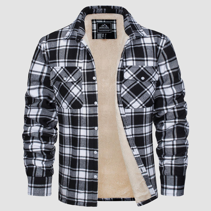 🔥Paul™ Hombres Sherpa Camisa Forro Polar Chaqueta de franela con 3 bolsillos Casual Plaid Button Down Abrigo de invierno