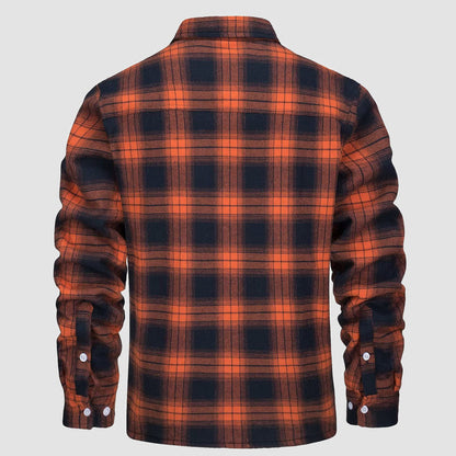 🔥Paul™ Hombres Sherpa Camisa Forro Polar Chaqueta de franela con 3 bolsillos Casual Plaid Button Down Abrigo de invierno